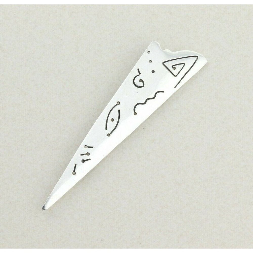 Sterling Silver Modernist Abstract Long Triangle Large Pin Brooch - Picture 4 of 5